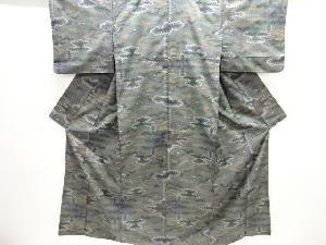 雲に松笹模様織り出し本場泥大島紬着物(5マルキ)